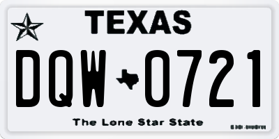 TX license plate DQW0721