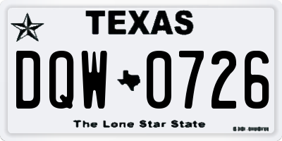 TX license plate DQW0726