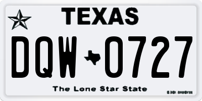 TX license plate DQW0727