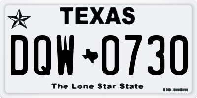 TX license plate DQW0730