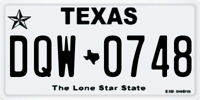 TX license plate DQW0748