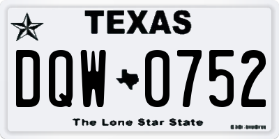 TX license plate DQW0752