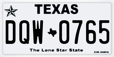 TX license plate DQW0765
