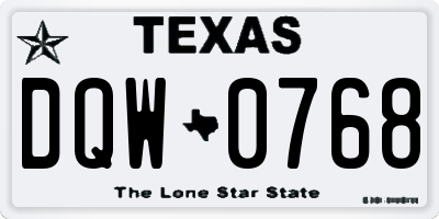 TX license plate DQW0768