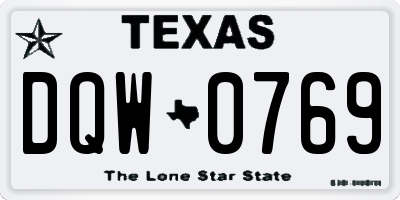 TX license plate DQW0769