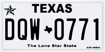 TX license plate DQW0771