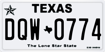 TX license plate DQW0774