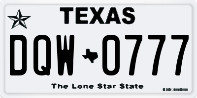 TX license plate DQW0777