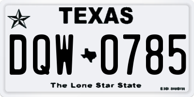 TX license plate DQW0785