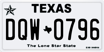 TX license plate DQW0796