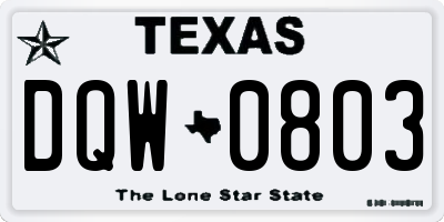 TX license plate DQW0803