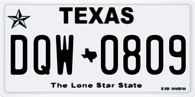 TX license plate DQW0809