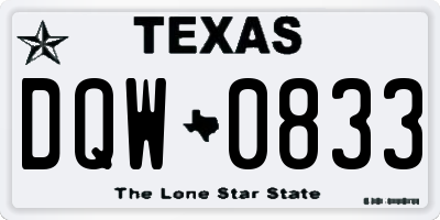 TX license plate DQW0833
