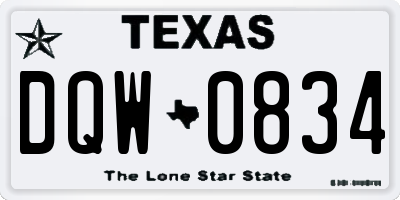 TX license plate DQW0834