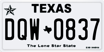 TX license plate DQW0837