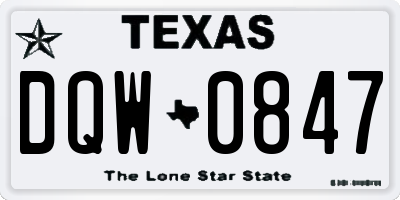 TX license plate DQW0847