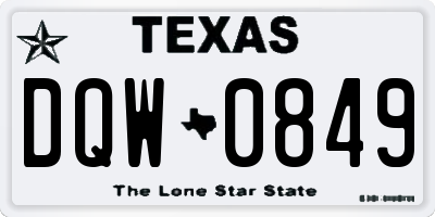 TX license plate DQW0849