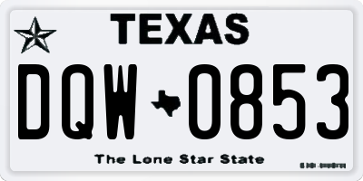 TX license plate DQW0853