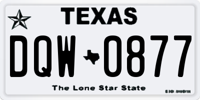 TX license plate DQW0877