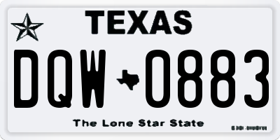 TX license plate DQW0883