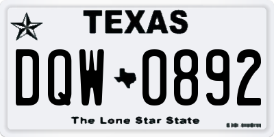 TX license plate DQW0892