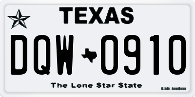 TX license plate DQW0910