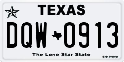 TX license plate DQW0913