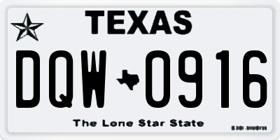 TX license plate DQW0916