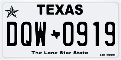 TX license plate DQW0919
