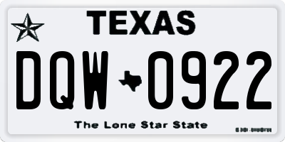 TX license plate DQW0922