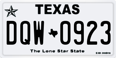 TX license plate DQW0923