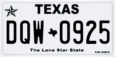 TX license plate DQW0925