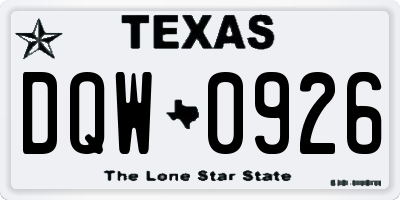 TX license plate DQW0926