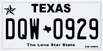 TX license plate DQW0929