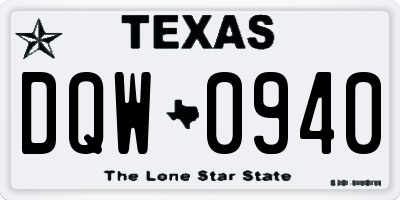 TX license plate DQW0940