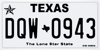 TX license plate DQW0943