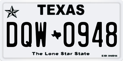 TX license plate DQW0948