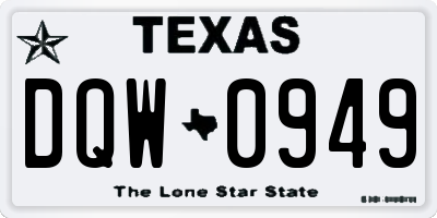 TX license plate DQW0949