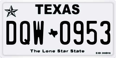 TX license plate DQW0953