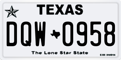 TX license plate DQW0958