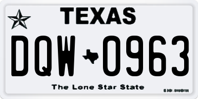 TX license plate DQW0963
