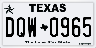 TX license plate DQW0965