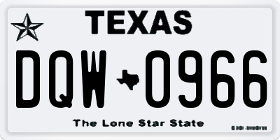 TX license plate DQW0966