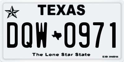 TX license plate DQW0971