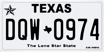 TX license plate DQW0974