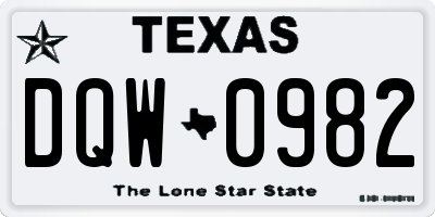 TX license plate DQW0982