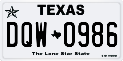 TX license plate DQW0986