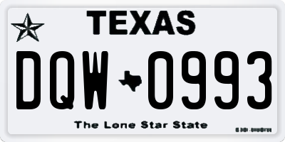 TX license plate DQW0993