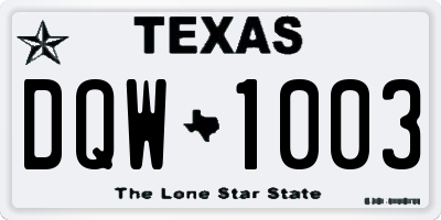 TX license plate DQW1003