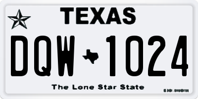 TX license plate DQW1024